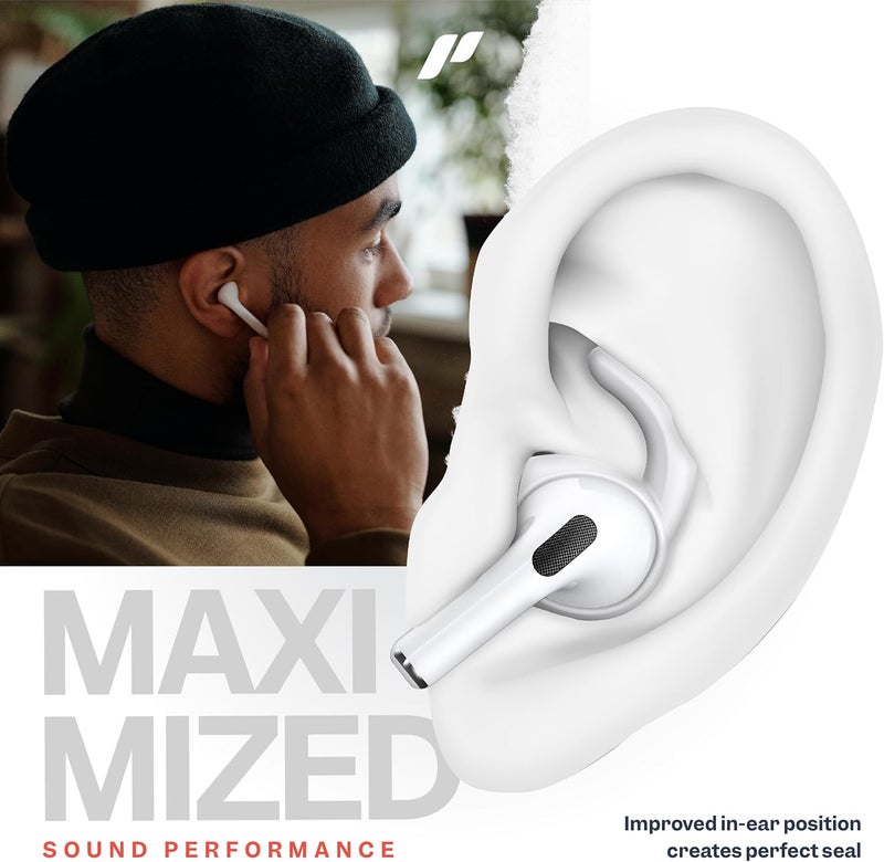 Proof Labs 4 Pairs for AirPods Pro 2 Ear Hooks Covers [Added Storage Pouch] Accessories Compatible with Apple AirPods Pro 2nd Generation (White) - Image 4